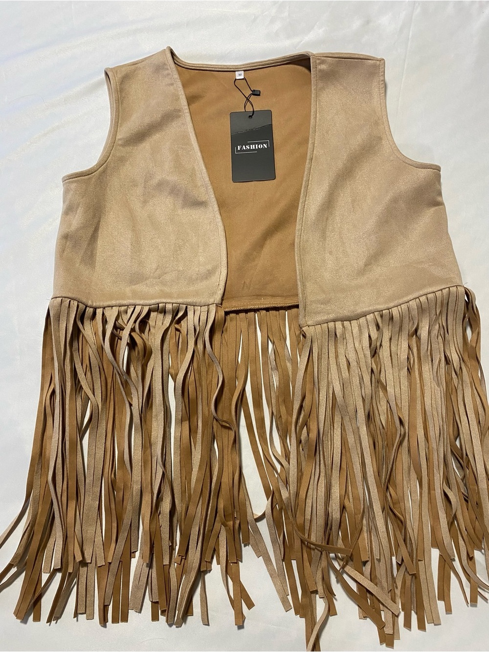 Boho Beige Suede Fringe Vest - Women - Picture 2 of 7